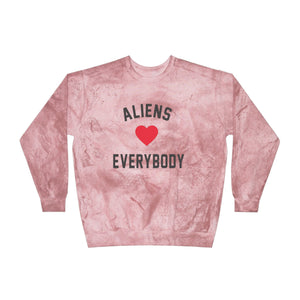 Tye Dye Aliens Love Unisex Color Blast Crewneck Sweatshirt