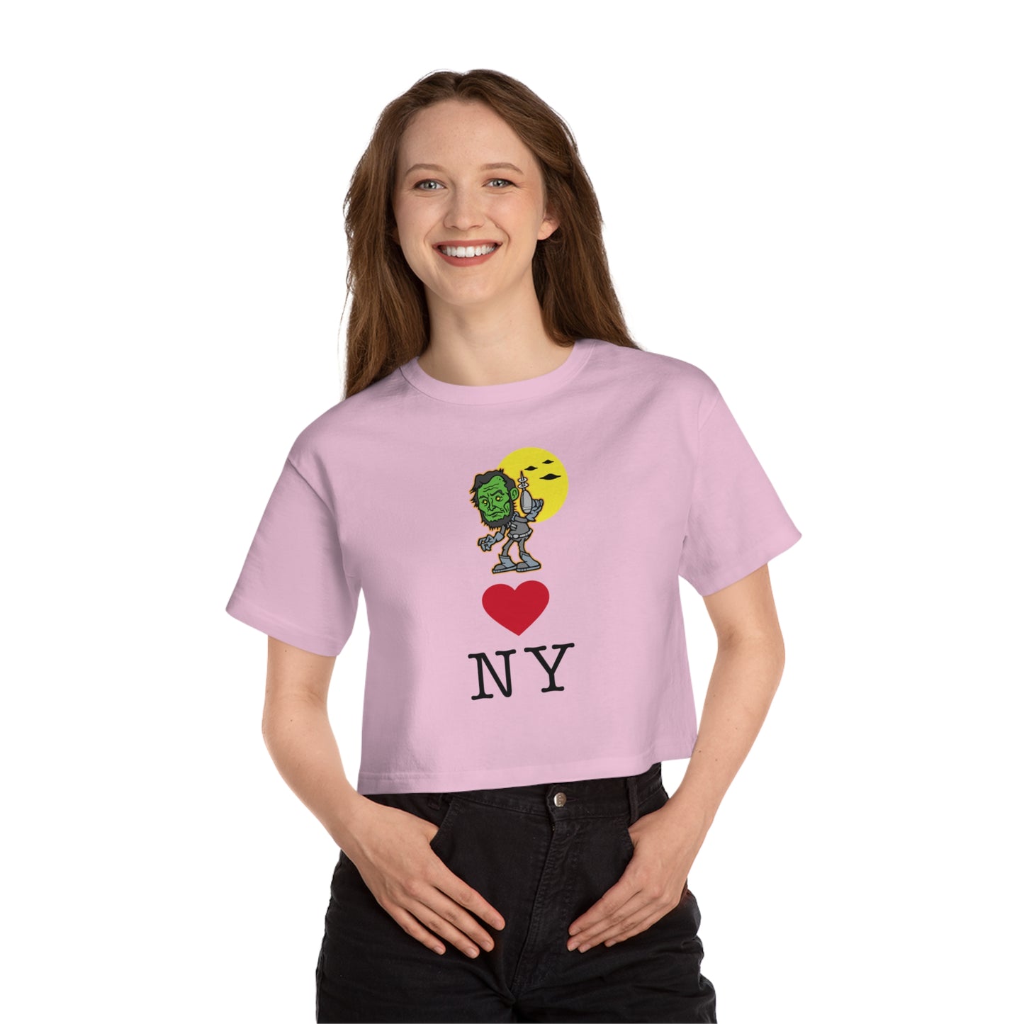 Aliens love NY Champion Women's Heritage Cropped T-Shirt