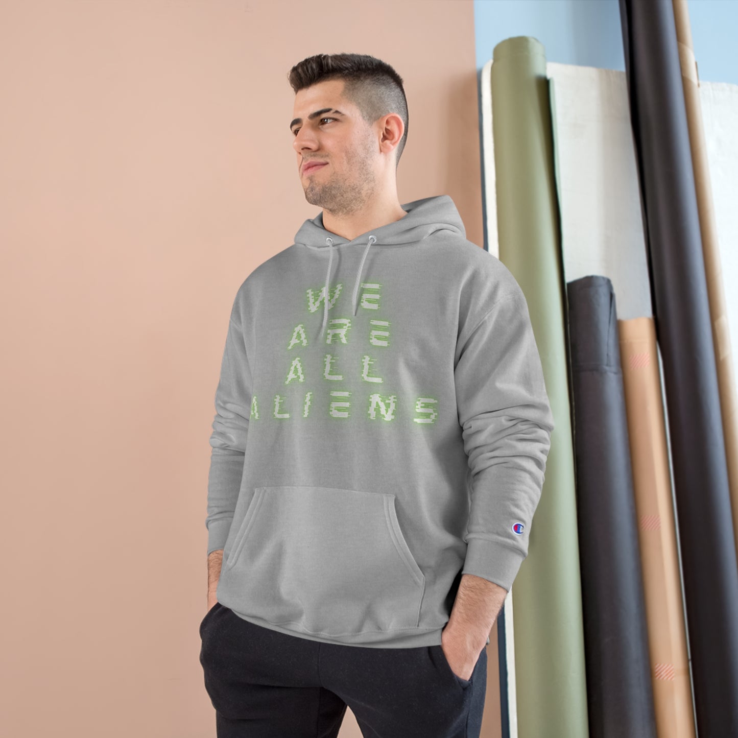 We Are All Aliens Glow Up Champion Hoodie