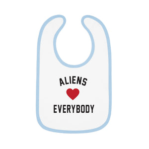 Aliens love Baby Contrast Trim Jersey Bib