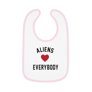 Aliens love Baby Contrast Trim Jersey Bib