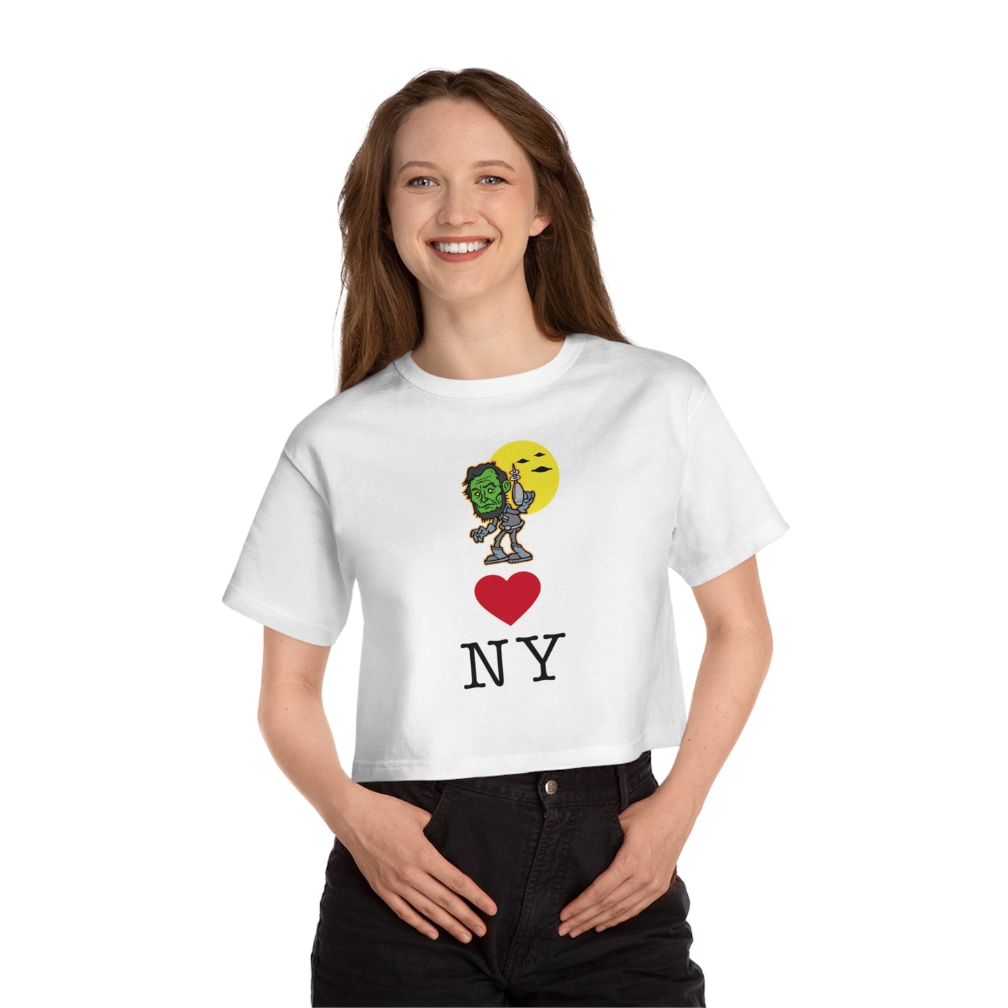 Aliens love NY Champion Women's Heritage Cropped T-Shirt