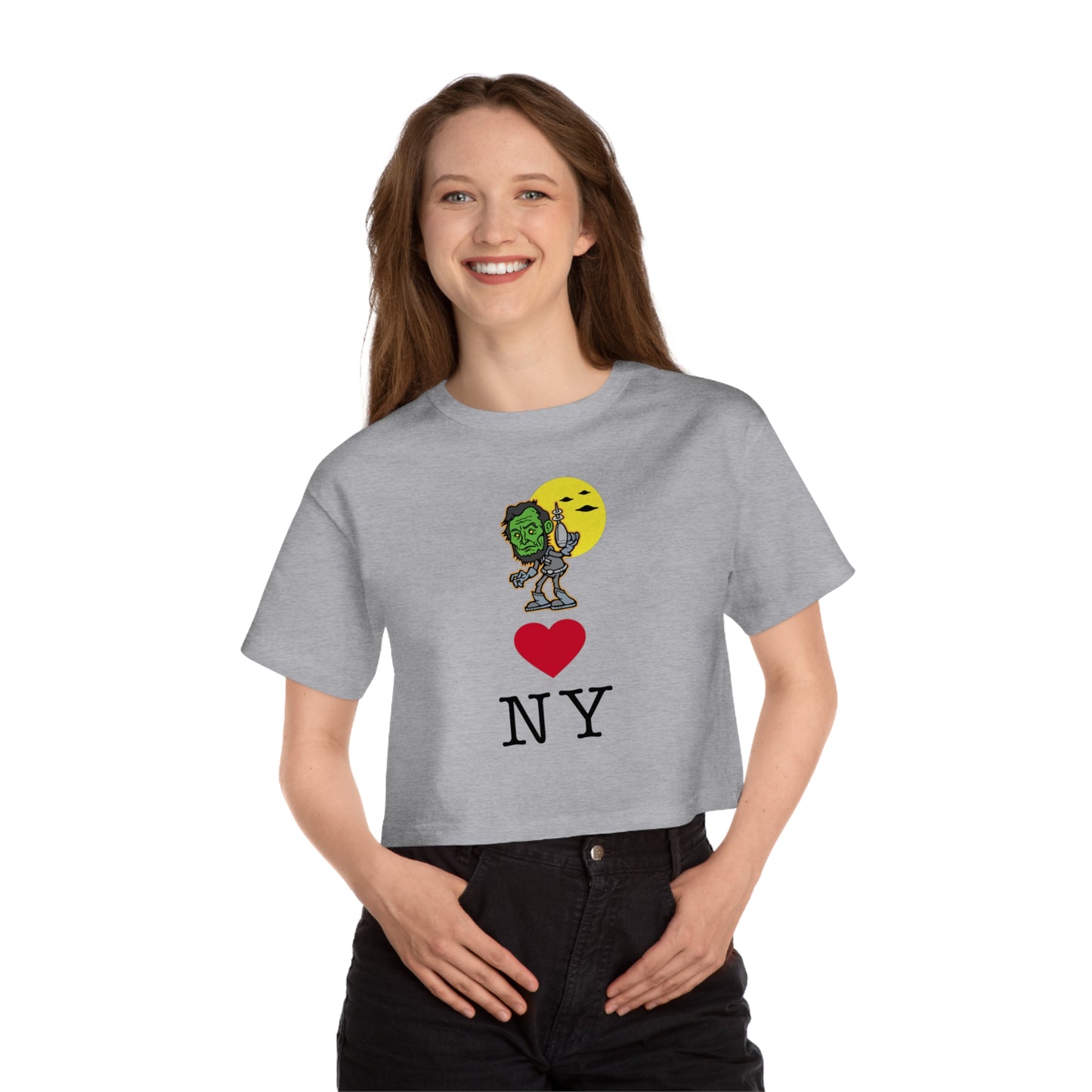 Aliens love NY Champion Women's Heritage Cropped T-Shirt