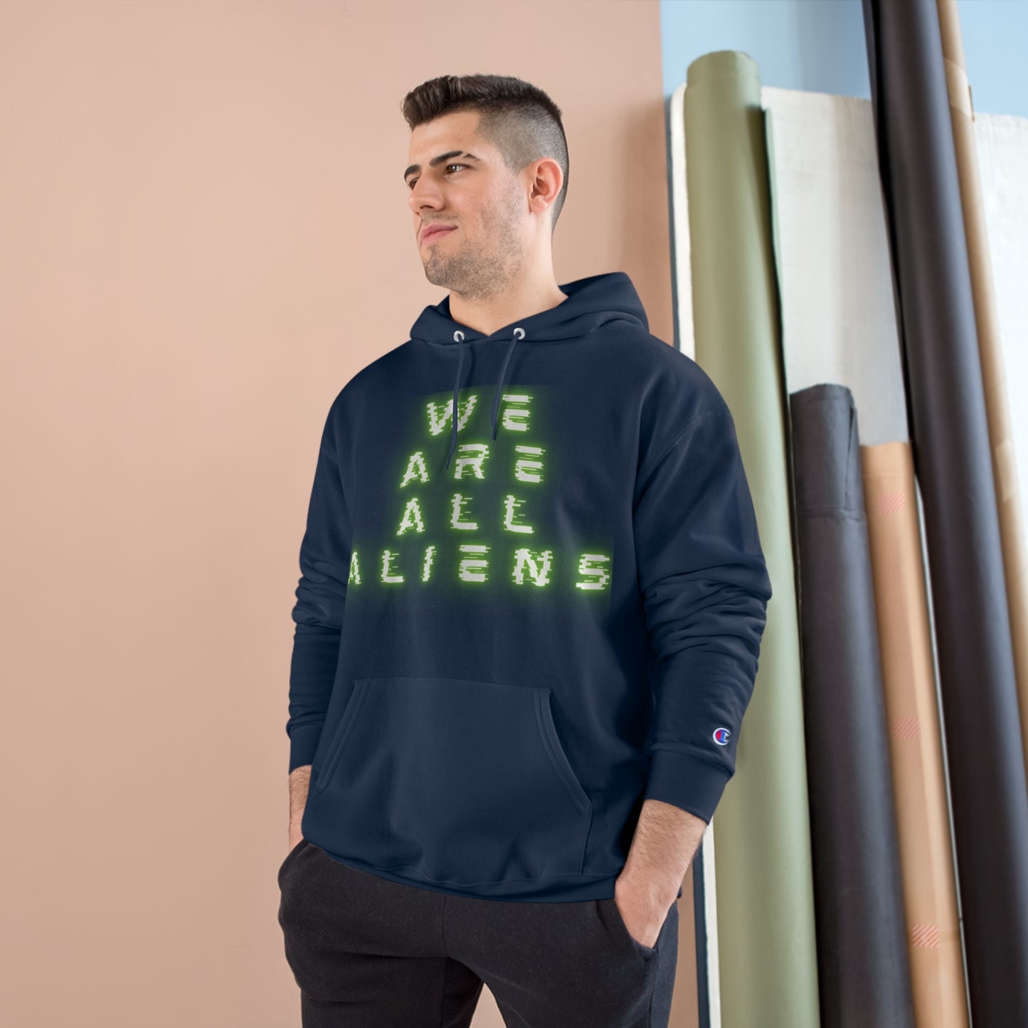 We Are All Aliens Glow Up Champion Hoodie