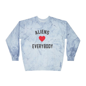 Tye Dye Aliens Love Unisex Color Blast Crewneck Sweatshirt