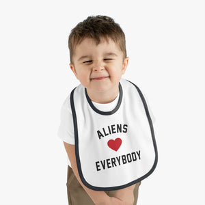 Aliens love Baby Contrast Trim Jersey Bib