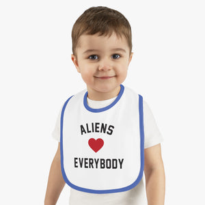 Aliens love Baby Contrast Trim Jersey Bib