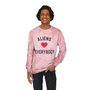 Tye Dye Aliens Love Unisex Color Blast Crewneck Sweatshirt