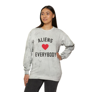 Tye Dye Aliens Love Unisex Color Blast Crewneck Sweatshirt