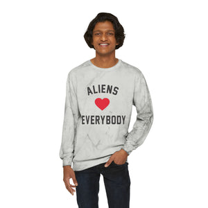 Tye Dye Aliens Love Unisex Color Blast Crewneck Sweatshirt