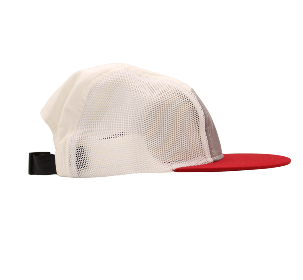 Red-Grey 5-Panel Mesh Trucker Cap