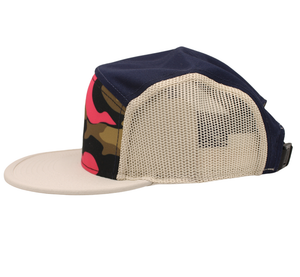 Camo Pink-Navy 5 Panel Cap