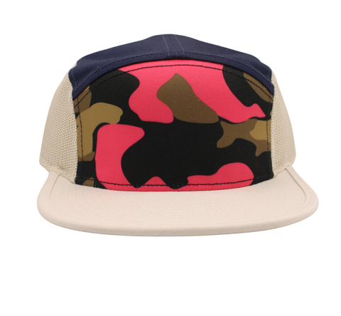 Camo Pink-Navy 5 Panel Cap