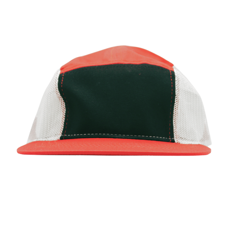 Blank 5 Panel Strapback Red-Blk-Mesh