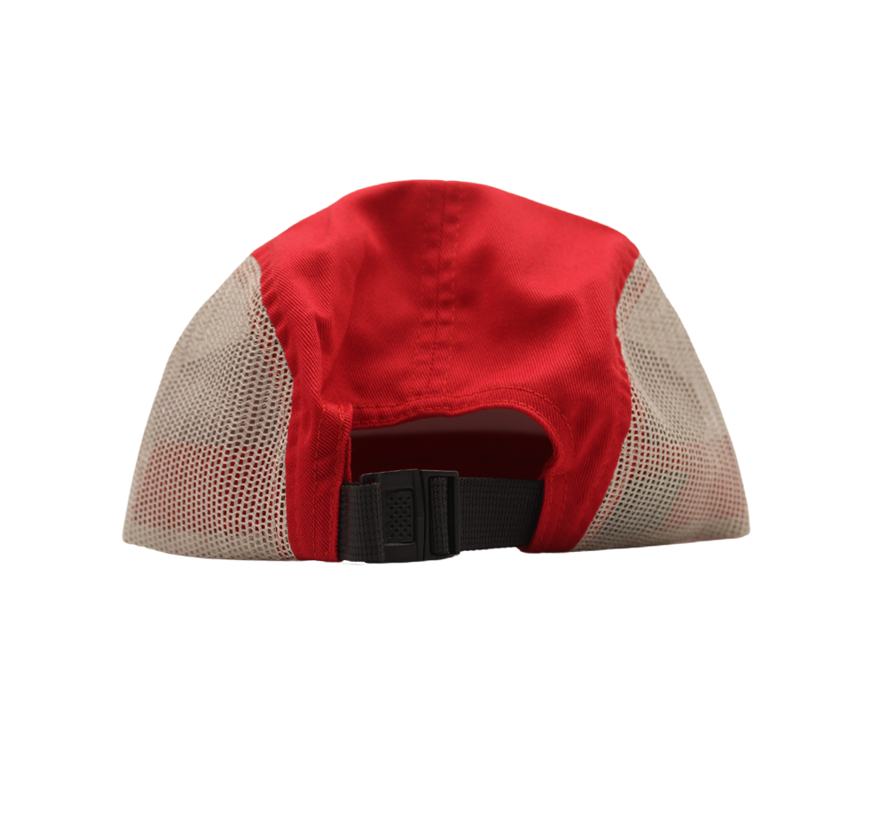 Blank 5 Panel Strapback Red-Blk-Mesh