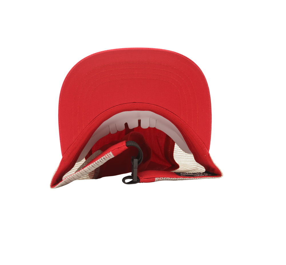 Blank 5 Panel Strapback Red-Blk-Mesh