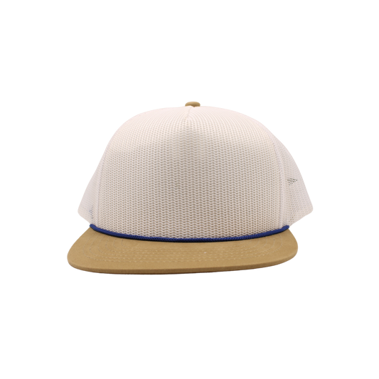 Blank Truckers Snapbacks with Rope Hard white and Tan Mesh