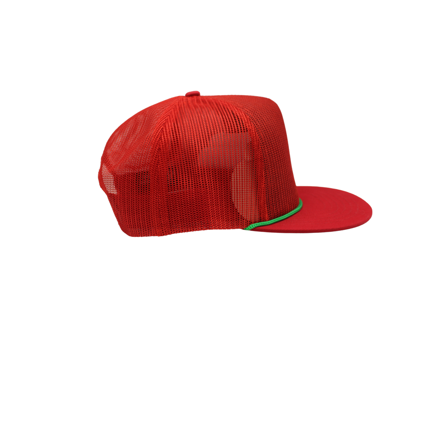 Red and green rope 5 panel trucker