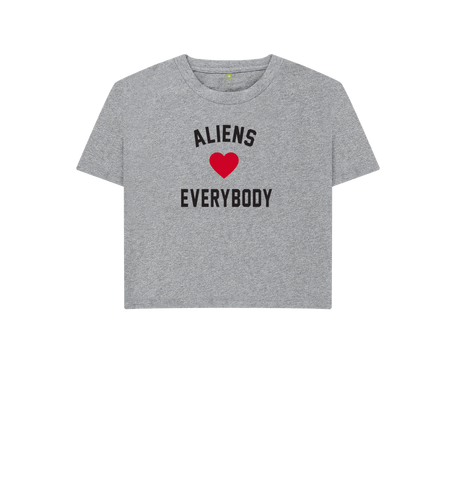 Athletic Grey Cropped Aliens Love Everybody tee Organic cotton