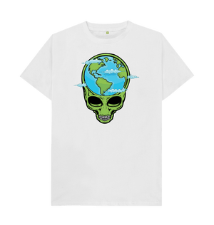 White Aliens Built Earth Skull World Tee