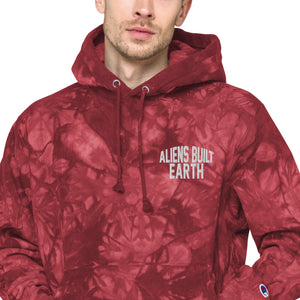 Aliens Built Earth Unisex Champion tie-dye hoodie