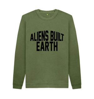 Khaki Aliens Built Earth Font Crew Longsleeve