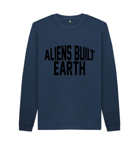 Navy Blue Aliens Built Earth Font Crew Longsleeve