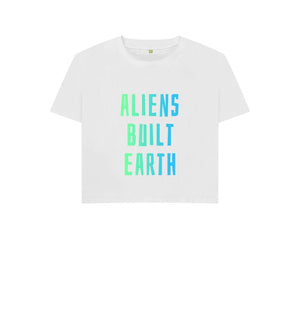 White Cropped Oceanic Aliens Built Earth Womens Crop Tee