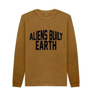 Brown Aliens Built Earth Font Crew Longsleeve